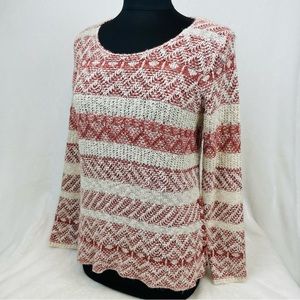 Knox Rose Sweater Top Women's Medium M Red White Striped Long Sleeve Pullover